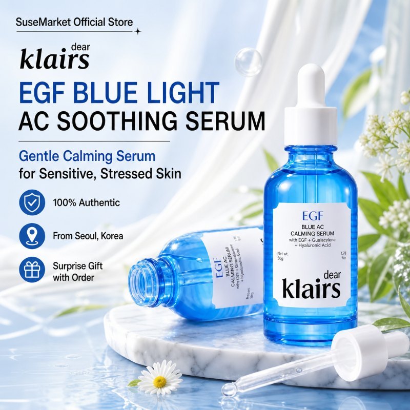 Klairs EGF Blue Light Protection Serum 50ml AC Soothing Facial Essence for Sensitive Acne Prone Skin จัดส่งจากกรุงเทพ