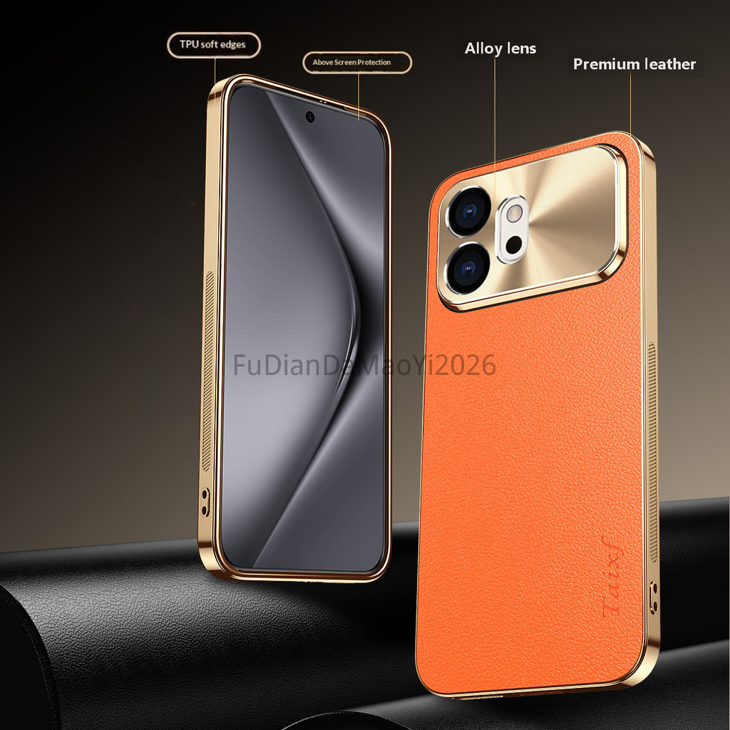 FUDIANDA ลิ้นจี่หนังปลอกสําหรับ Honor 600 Honor600 5G หรูหรา Electroplated ทองเคสโทรศัพท์กันกระแทกป้องกันกลับ Hard Cover