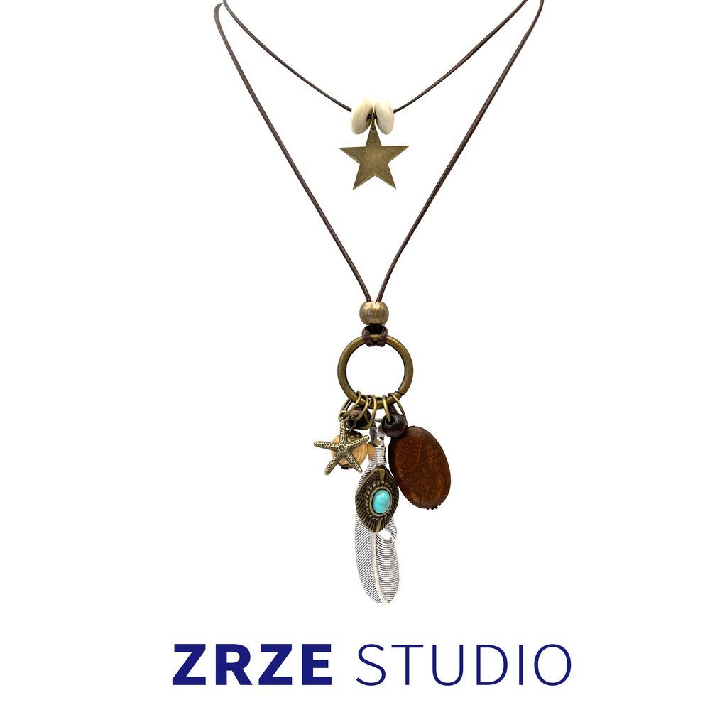 ZRZE ใหม่สไตล์จีน Zen สร้อยคอขนนกยาวหญิง Retro สไตล์ Boheia จี้อุปกรณ์เสริมเสื้อกันหนาว 9UUI