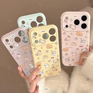 เคสสำหรับ iPhone 17 16 15 14 13 12 11 Pro Max XR XS กันกระแทก หัวใจ 3D สีพาสเทล น่ารัก กันรอย ถุง
