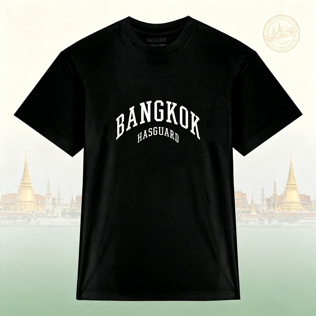 เสื้อยืดลายข้อความ BANGKOK HASGUARD เสื้อแฟชั่นกรุงเทพ เสื้อที่ระลึกนักท่องเที่ยว