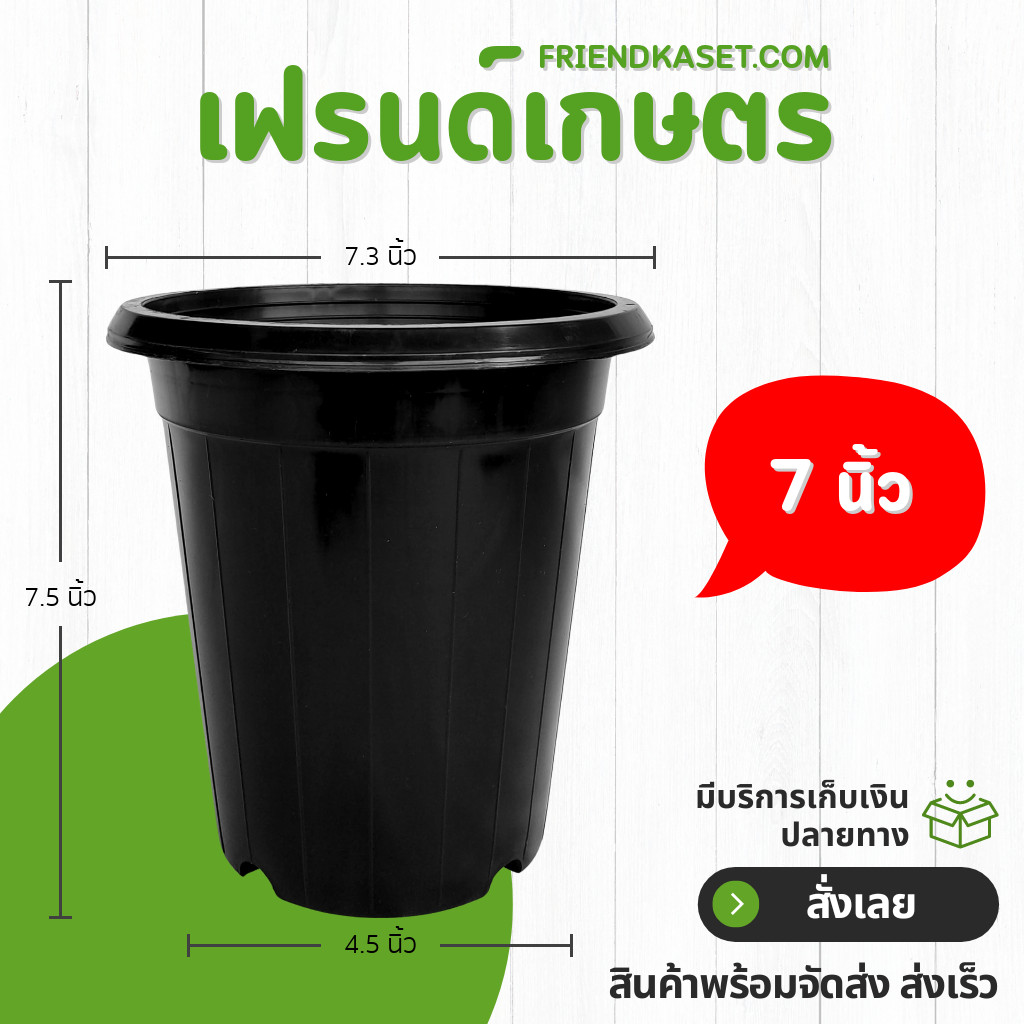 กระถาง กระถางต้นไม้ กระถางทรงสูง ขนาด เบอร์ 7 7.3 นิ้ว สีดำ 10 ใบ ชิ้น อัน ขั้นต่ำ 10 ใบ ชิ้น อัน