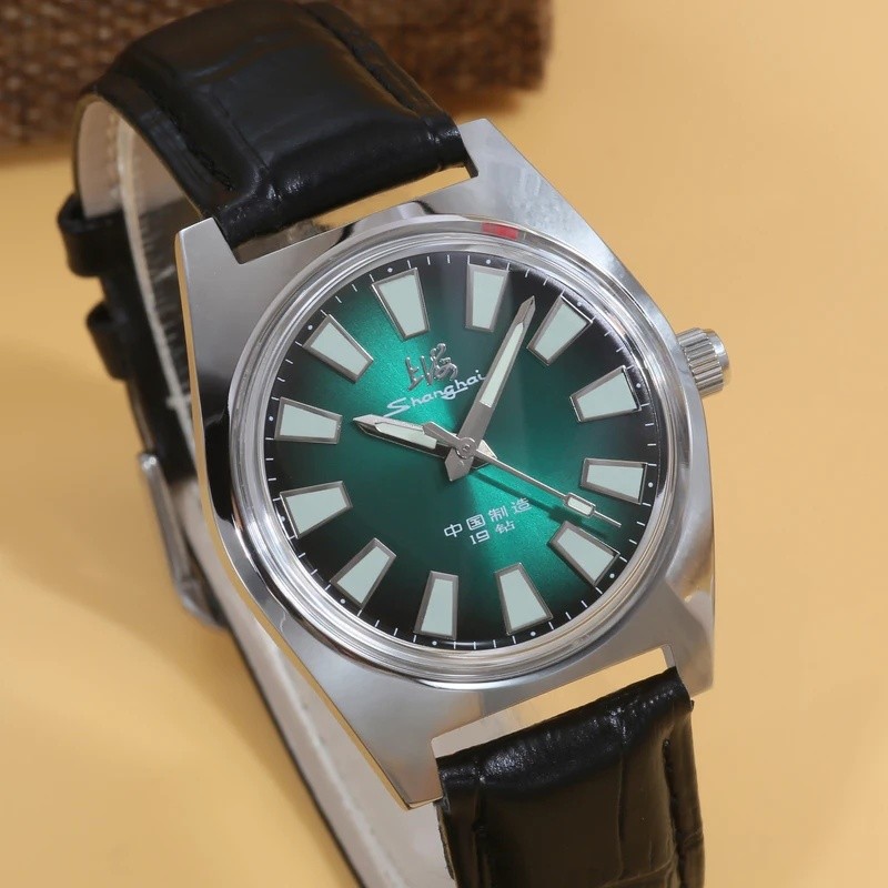 Shanghai 36MM Hand-Wind Mechanical Watch 7120 กันน้ํา Bauhaus Design นาฬิกาสําหรับชายขายส่ง
