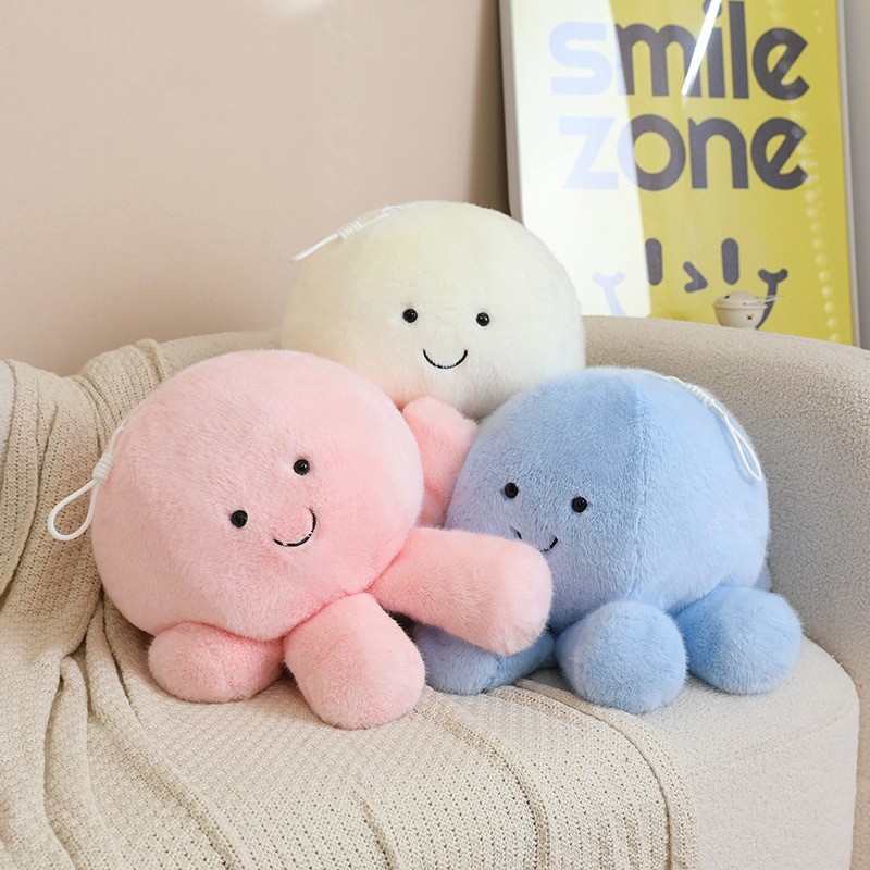 Octopus Plush Toy Grey Octopus White Octopus Pink Blue ปัก Face