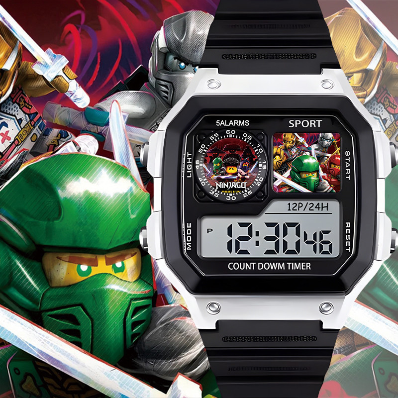 Lego Phantom Ninja นาฬิกาอิเล็กทรอนิกส์ Lloyd สี่เหลี่ยมเล็กกันน้ําส่องสว่างไม่มีฟังก์ชั่นความบันเทิ