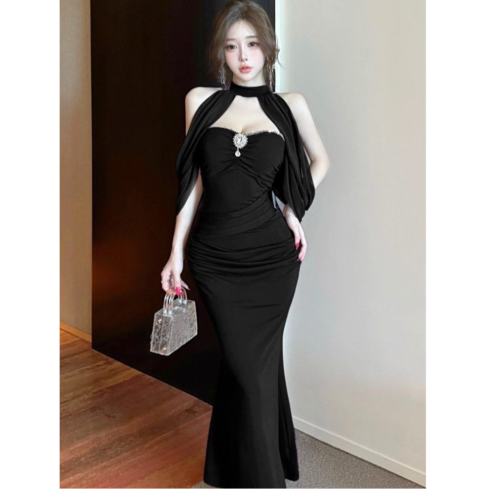 คนดัง Classy ไนท์คลับ Club KTV High-End ชุดกระโปรงแฟชั่น Halter คอสาวร้อนเซ็กซี่ Tube Top ชุดหญิง