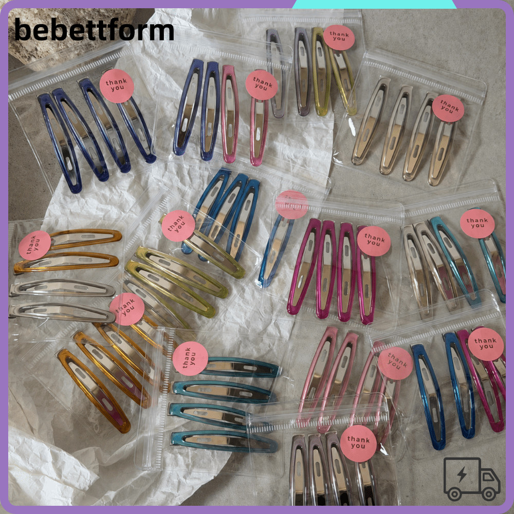 LUCKY 4 ชิ้น/เซ็ต Oil Drop BB คลิป, รูปไข่ด้านข้างคลิปผม, หวาน Y2K Snap ปิดเรขาคณิต Bangs Hairpin He