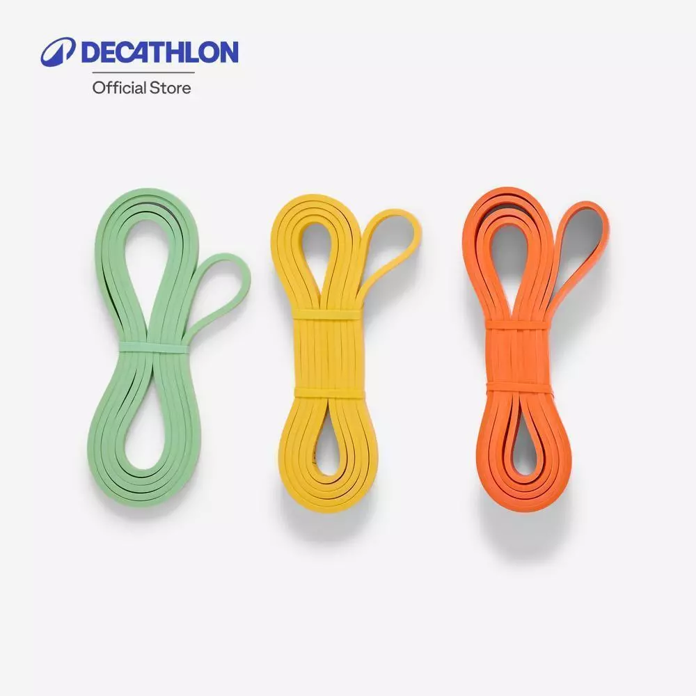 Decathlon Set Of 3 Resistance Bands แถบยางยืดออกกำลังกายเซต 3 ชิ้น แรงต้าน 10, 20 และ 30 กิโลกรัม - Multi Color