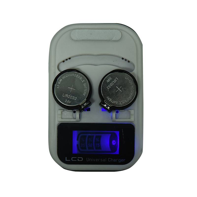ABPY US Plug 2 ช่อง LIR2032 LIR2025 LIR2016 ปุ่มแบตเตอรี่ Charger LCD ABPY