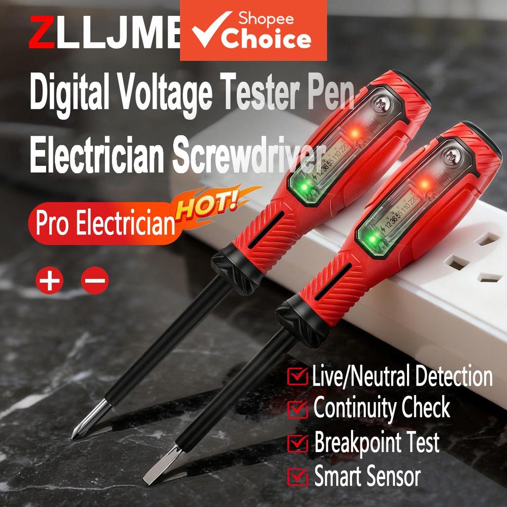 One Piece ZLLJMETER Non Contact Voltage Tester ปากกา 12-250V AC Live Neutral Wire Detector ความต่อเนื่อง Breakpoint ไขควงทดสอบ