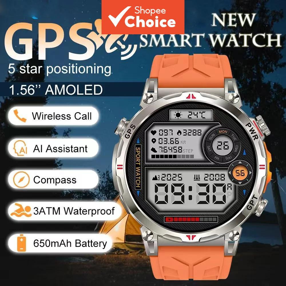 นาฬิกาอัจฉริยะ GPS GPT เข็มทิศกลางแจ้ง รุ่นใหม่ กันน้ํา 3ATM ติดตามฟิตเนส อัตราการเต้นของหัวใจ โทรผ่