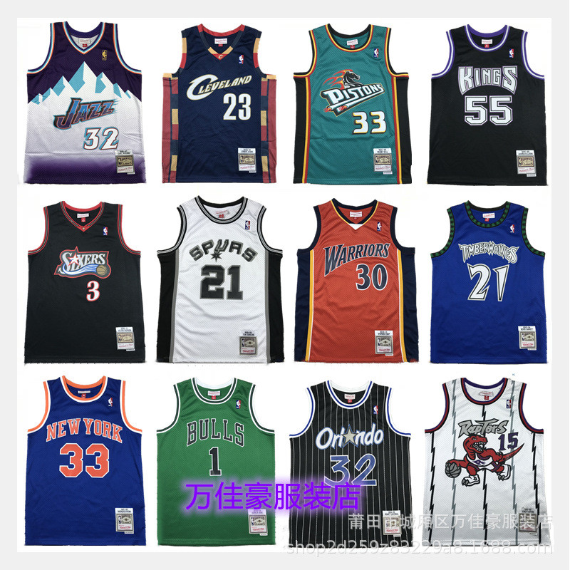 Hot Pressed Jersey Raptor Spurs 76 คน Piston Warriors Lakers Retro สไตล์ปักชุดบาสเกตบอล Casual HPXN