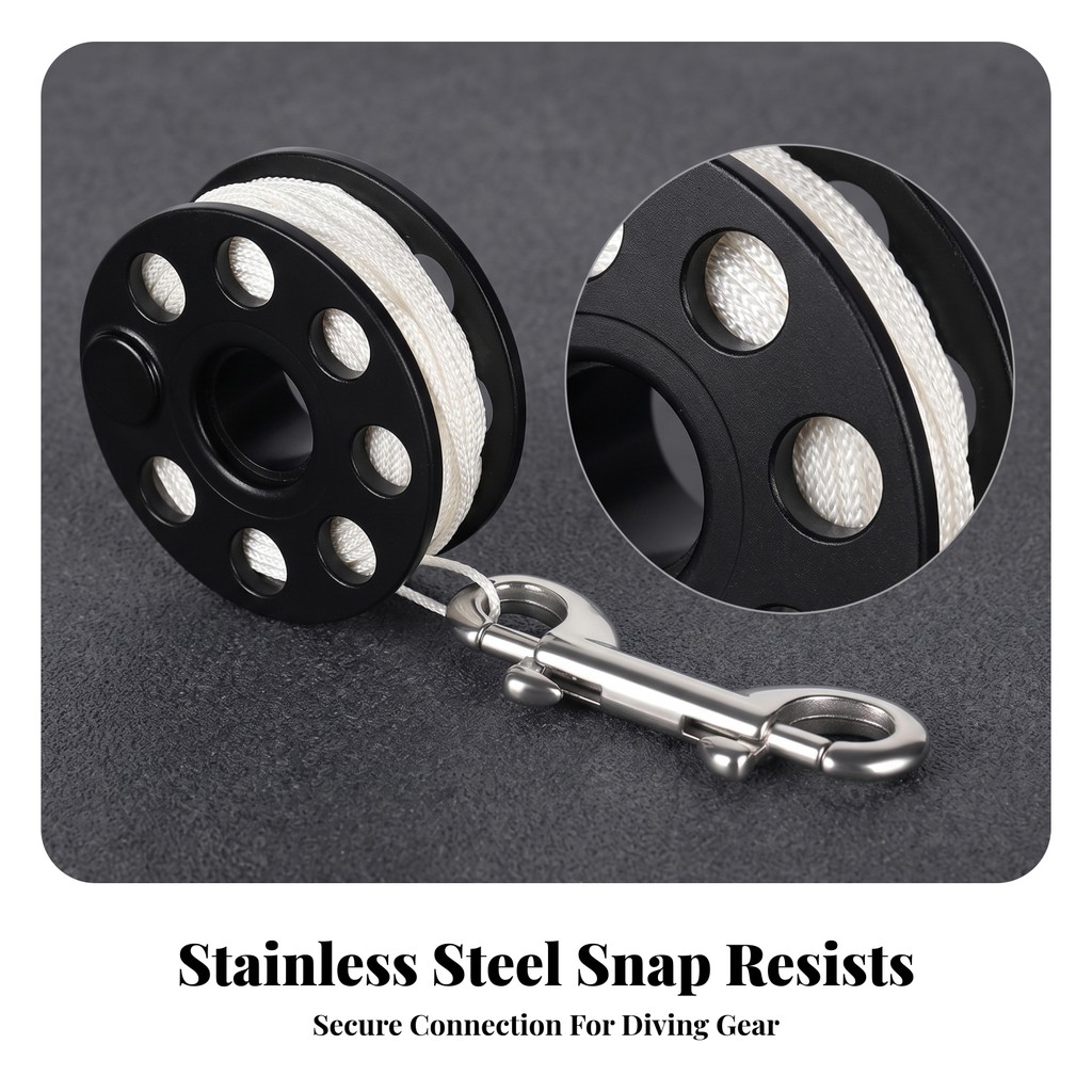 ดําน้ํา Line Reel พร้อมตะขอ Snap น้ําหนักเบา Scuba Spool สายถัก Scuba Reel ขนาดกะทัดรัด 100ft สําหรั