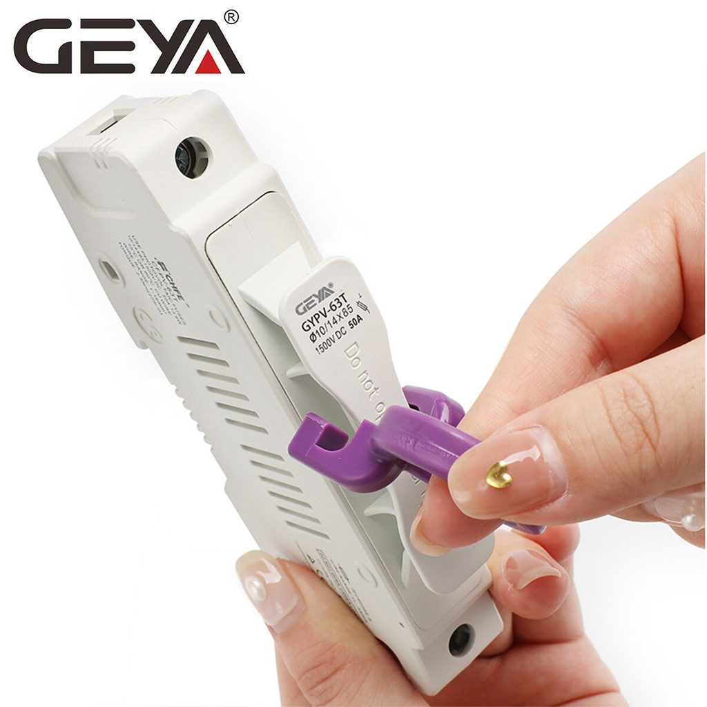 GEYA พลังงานแสงอาทิตย์ PV เสาเดี่ยวฟิวส์และที่ยึด DC ป้องกัน 40/50Amp PV-FUSE 14*85 มม.20kA 1500DC
