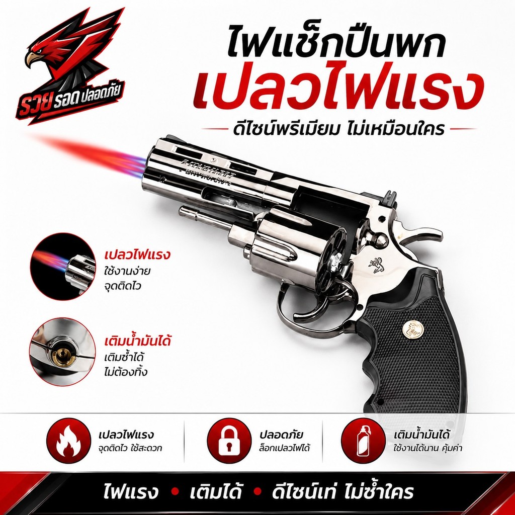 ปืนไฟแช็ค ไฟแช็ค Python 357 *ไม่ใส่วัตถุไวไฟในตัวสินค้า* พร้อมส่ง ราคาถูก