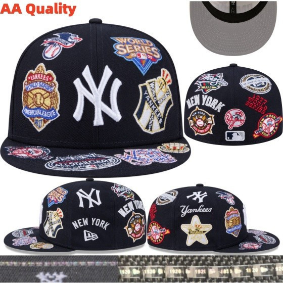Yankees Fit Hat Hip Hop Cap Non-adable Baseball Cap Flat Brim Hat หมวกกีฬา NNPV
