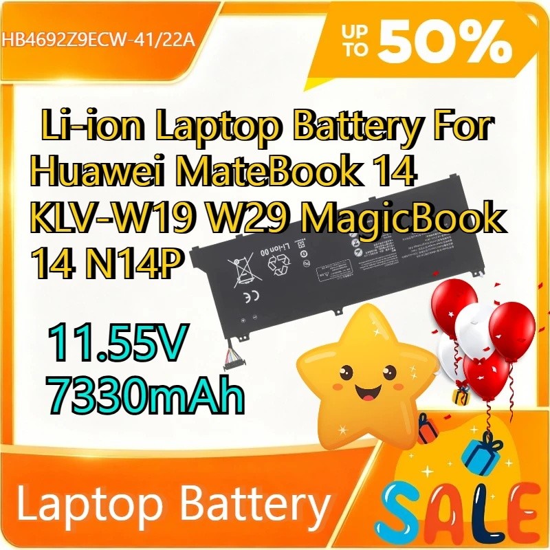 HB4692Z9ECW 7330mAh แบตเตอรี่แล็ปท็อป Li-ion สําหรับ Huawei MateBook 14 KLV-W19 W29 MagicBook 14 N14