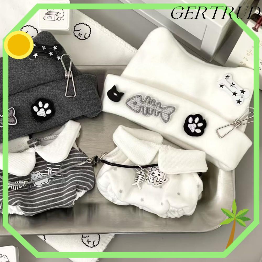 GRERTUD Cotton Doll Clothes Set, Punk Style 10/20 ซม.ชุดลูกแมว,ชุดแมวพังก์สีดําและสีขาวสุดน่ารักไม่ม