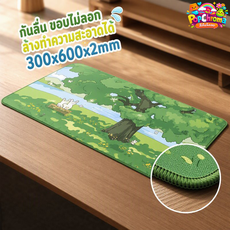 แผ่นรองเมาส์ แผ่นรองคีย์บอร์ด แผ่นรองโต๊ะ ขนาดใหญ่ 30x60 หนา 2 กันลื่น ขอบเย็บ ลายการ์ตูน