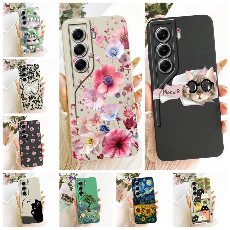 สําหรับ Tecno Camon 40 CM5 สําหรับ Techno Camon 40 กรณีซิลิโคนแฟชั่นน่ารักแมวรูปแบบตลกปลอก