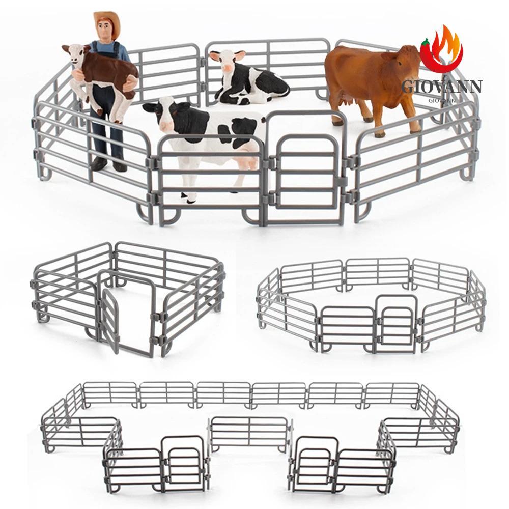GIOVANNI จําลองฟาร์ม Ranch DIY รั้ว, อุปกรณ์รั้วฟาร์ม DIY จําลองรั้ว Ranch, ตุ๊กตาสวนสัตว์รุ่นพลาสติ