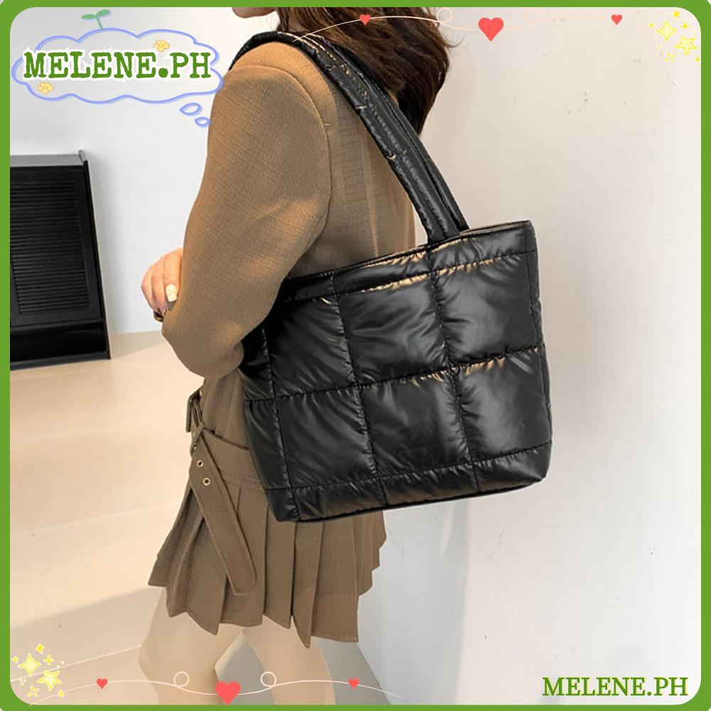 กระเป๋าสะพาย MELENE, Down Cotton Cushion Puffy Underarm Bag, Totes Casual Quilted Totes Bag Lady
