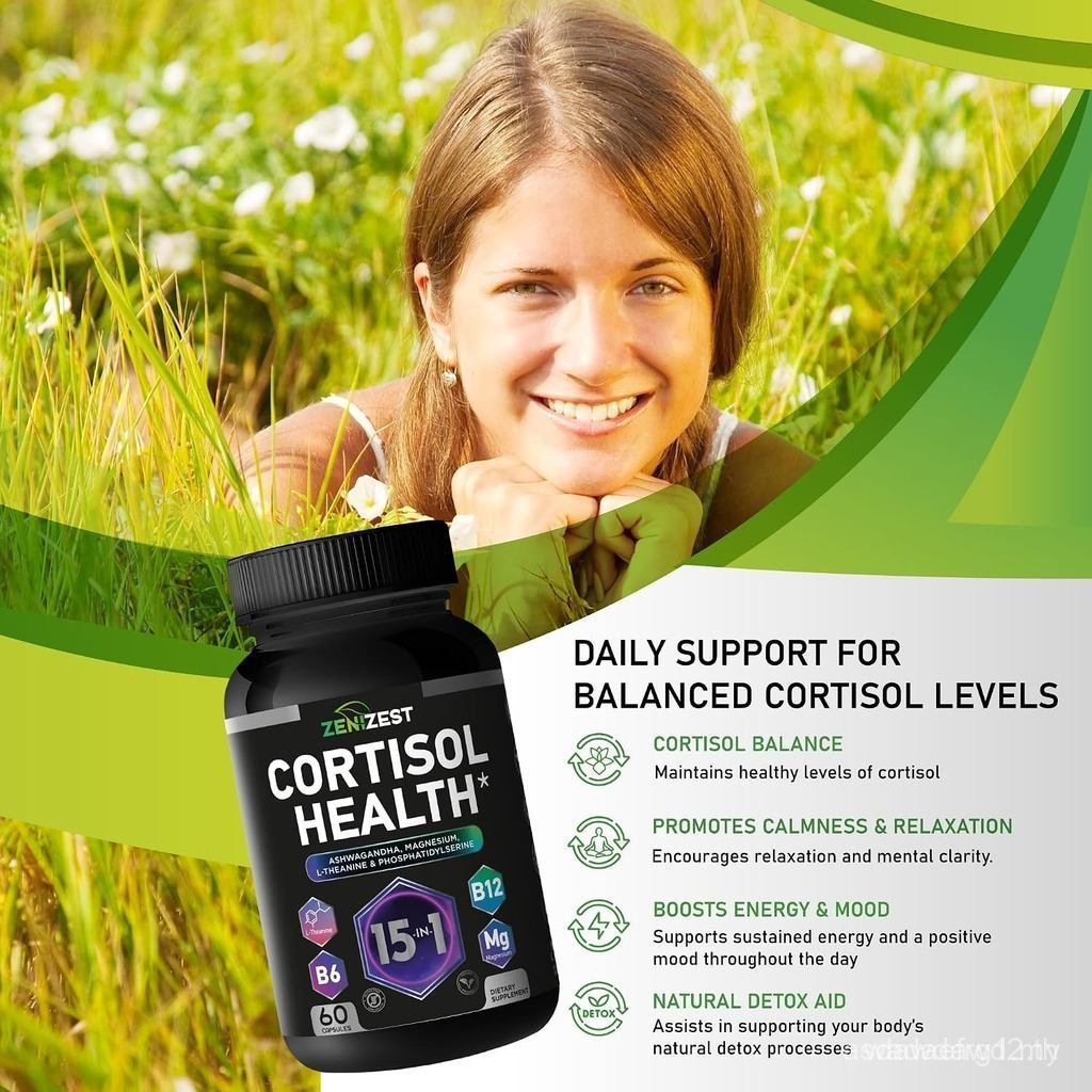 Cortisol for Women Men - Control & Lower High Cortisol Level - Adrenal Health Balance Cleanse Stress
