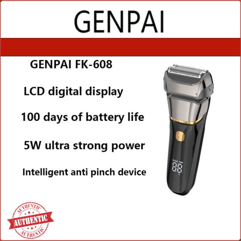 เครื่องโกนหนวด GENPAI FK608 ใบมีดลอยน้ําแบบเปียกแบบแห้ง ชาร์จเร็ว USB Men ล้างทําความสะอาดได้อย่างเต