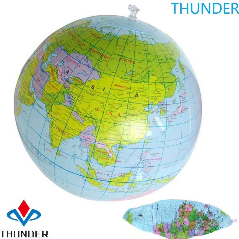 THUNDER Globe English Earth Blow Up Beach Ball บอลลูนบอล PVC การศึกษา 40 ซม.แผนที่โลก