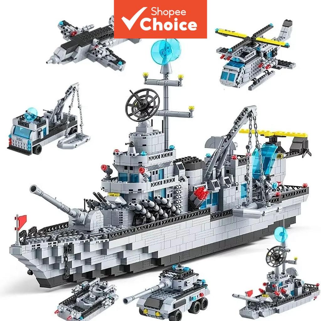 ขนาดใหญ่เรือ Nautical Construction Bricks Kit, 6-in‐1 Transformable Creative Playset, การศึกษาประกอบ