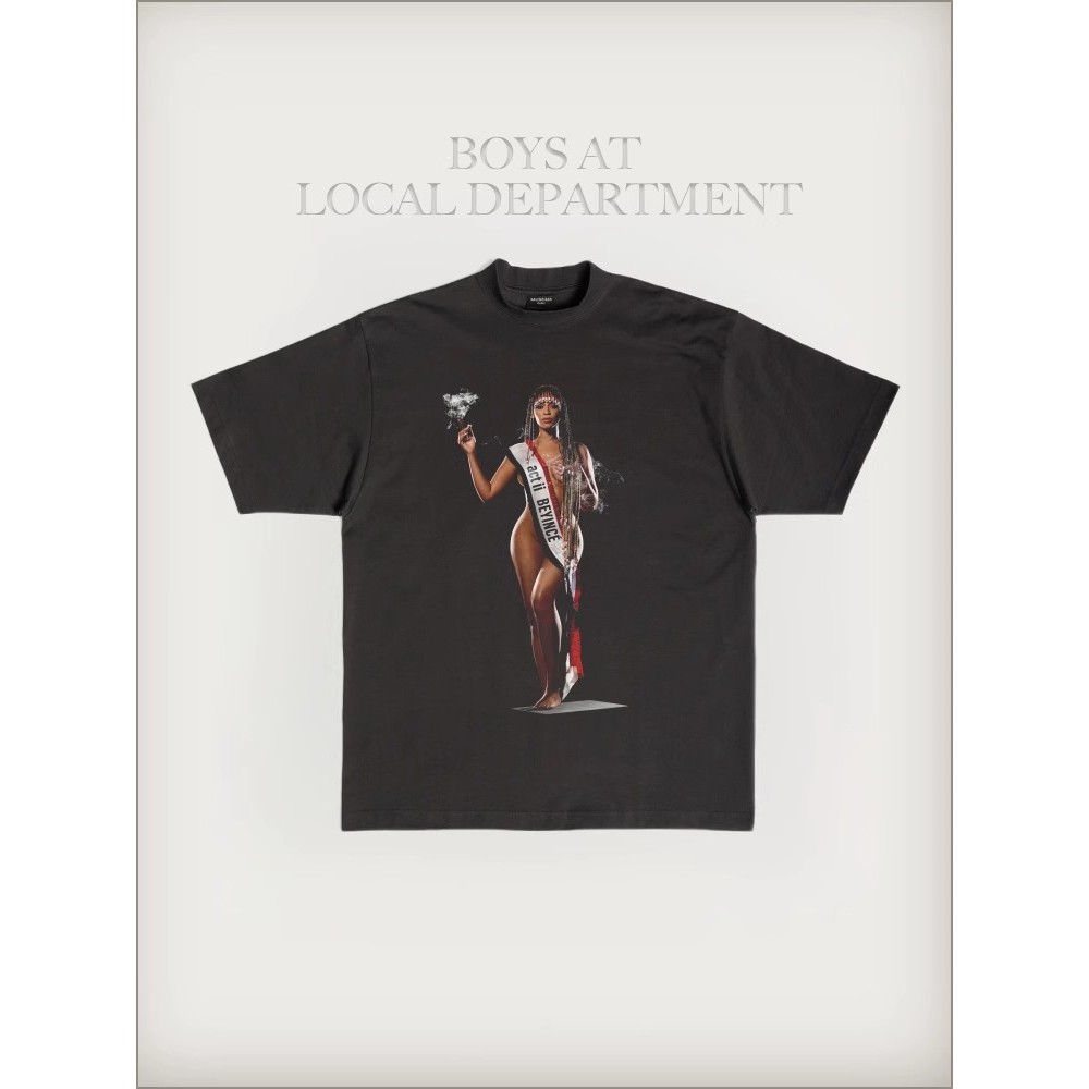 BEYONCE BEYONCE Star Merchanded Concert เสื้อยืดแขนสั้นเสื้อยืดผ้าฝ้ายหลวม Retro ยุโรปอเมริกันสไตล์อ