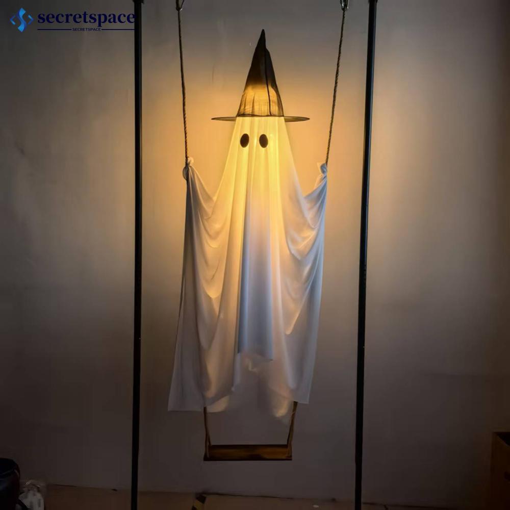 SECRETSPACE 2.4 M/1.53 M ขนาดใหญ่แกว่ง Ghost ตกแต่งฮาโลวีน Light-Up เรืองแสงแขวน Ghost เครื่องประดับ
