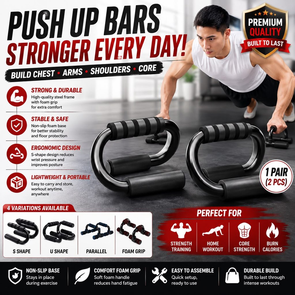 Push Up Bar ออกกําลังกายการออกกําลังกาย S รูปร่างขาตั้งสูบน้ํา Push Up Stand Bar Body กล้ามเนื้อการอ