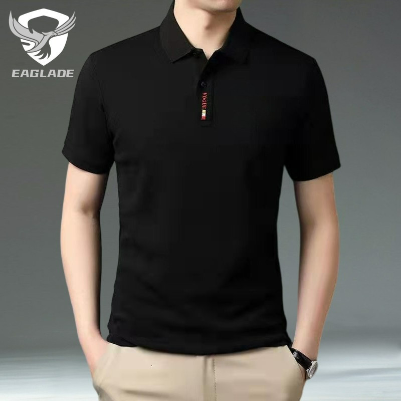 EAGLADE เสื้อยืดโปโลผู้ชายคอปกสําหรับ Man Breathable MD สีดํา K11