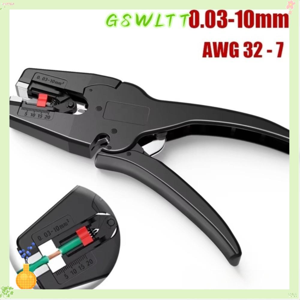 GSWLTT คีมปอกสายไฟอัตโนมัติ, คีมลวดขนาดเล็กแบบพกพา, คุณภาพสูง 2 in 1 Heavy Duty 32-7AWG คีมปอกสําหรั