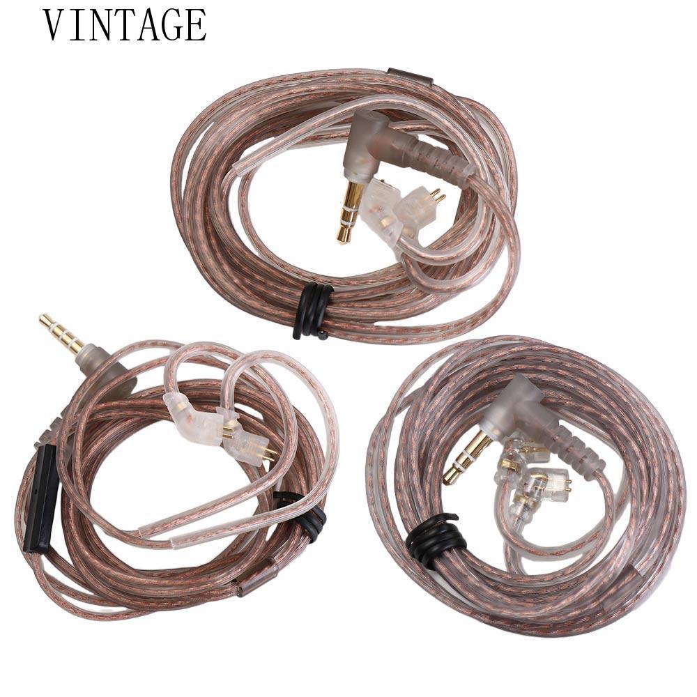 VINTAGE KZ หูฟัง Silver Plated สําหรับ KZ ZEX 2Pin สาย Twisted สายอัพเกรด High-Purity In Ear Cable