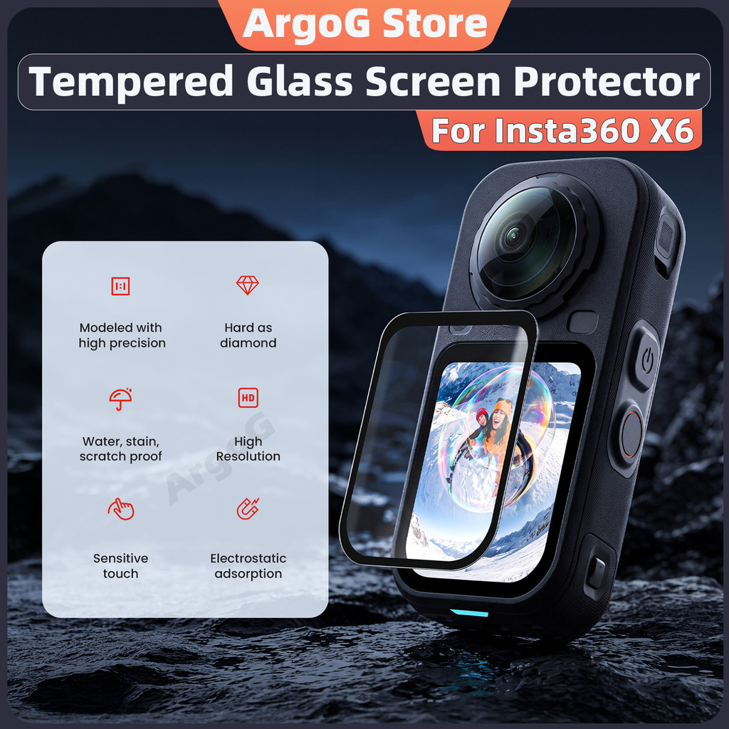 aMagisn 9H กระจกนิรภัยป้องกันหน้าจอสําหรับ Insta360 X6 HD ฟิล์มใส Insta360 X6 อุปกรณ์เสริม