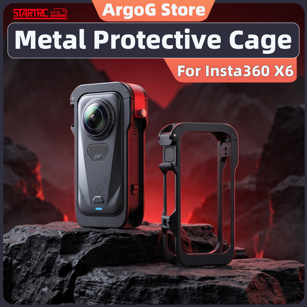 STARTRC อลูมิเนียมป้องกันกรงสําหรับ Insta360 X6 น้ําหนักเบารองเท้าเย็นขยาย Insta360 X6 อุปกรณ์เสริม