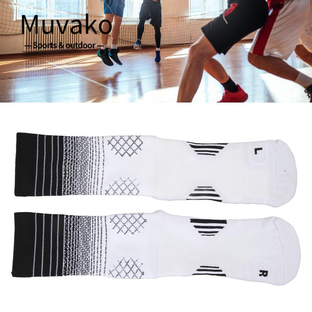 MUVAKO 2PCS Sport Crew Socks, Breathable Cushioned Basketball Socks, Basketball Supplies High Top An