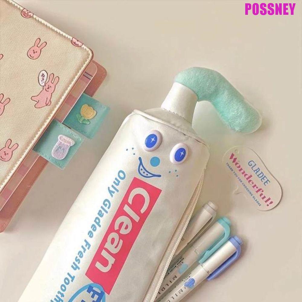 POSSNEY Desktop Storage Pouch, Pencil Cosmetic Pouch Toothpaste Pencil Case, Funny Large Capacity Pe