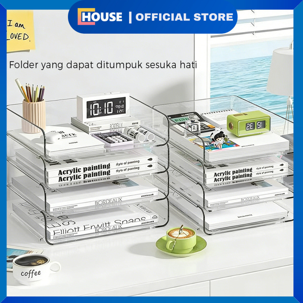 DMNO.STR UHOUSE SET ชั้นวางเอกสารอะคริลิค 3 ชั้นและ 4 ชั้น / Buling Desk Organizer 3 ชิ้น & 4 ชิ้น