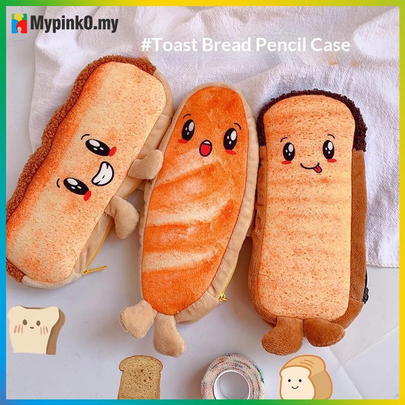 Mypink Creative Funny Toast Bread Pencil Case ความจุขนาดใหญ่ Universal Student Pencil Case Pouch Chi