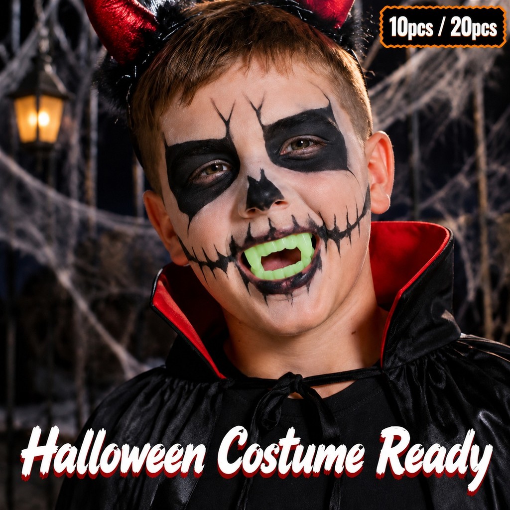 10/20PCS Halloween Dress Up Vampire Fangs น้ําหนักเบา Glow Mouth Prop