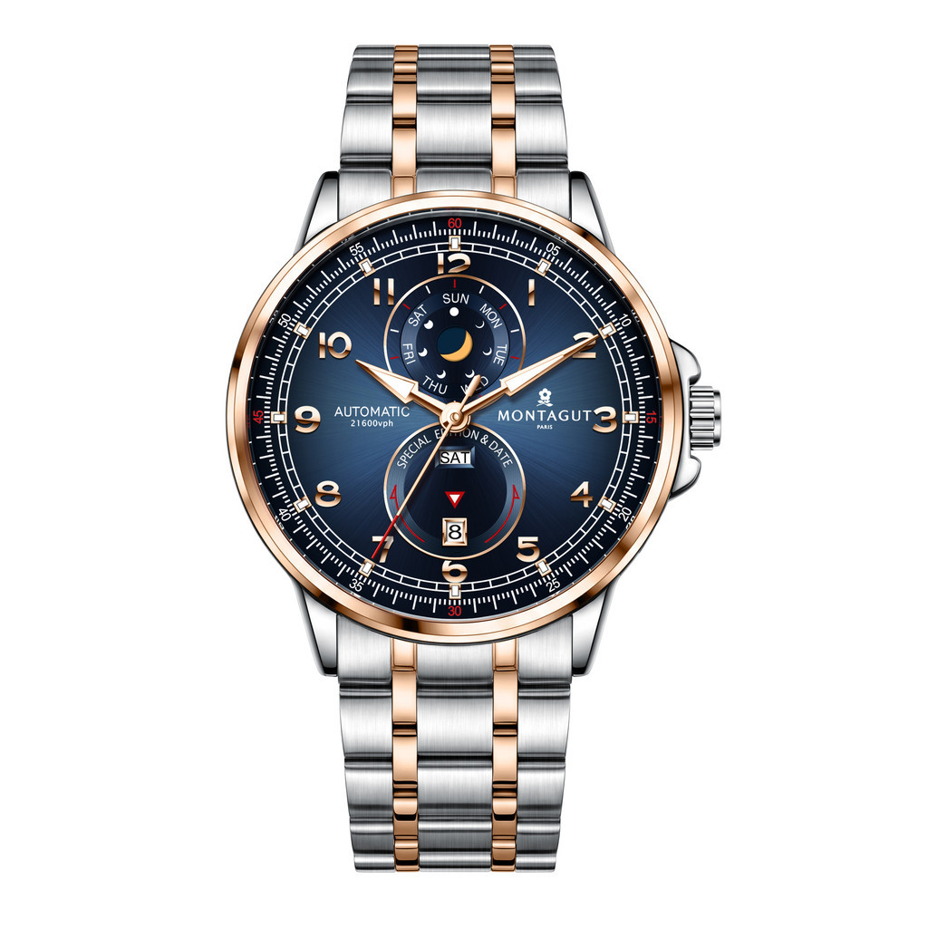 MONTAGUT MONTAGUT High-End Business Mechanical นาฬิกาผู้ชายหรูหรากันน้ํา Luminous นาฬิกาข้อมือ