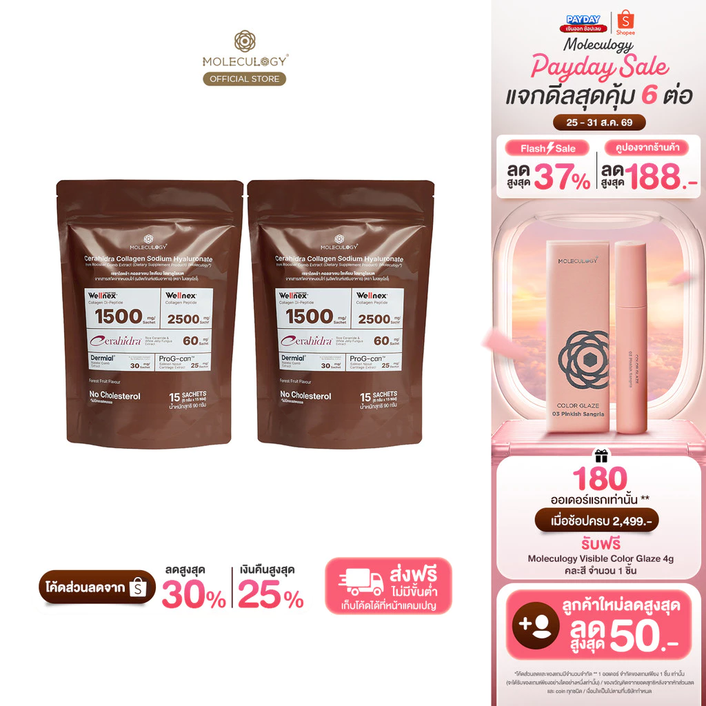Moleculogy [Set 2,4,6,8 ชิ้น] CeraHidra Collagen (15ซอง/แพ็ค)