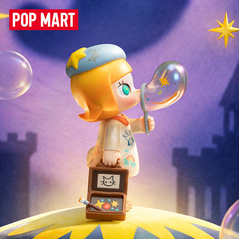 P POPMART MOLLY Dream Chasing Bubble ของขวัญเล่นฟิกเกอร์อินเทรนด์