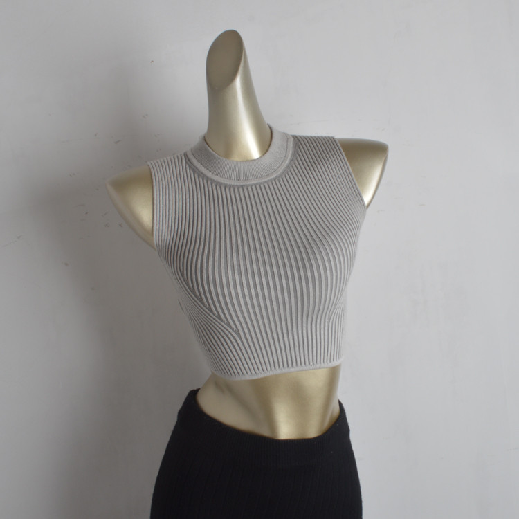 ตู้ถอนฤดูร้อน High-End High-Waist Pit Strip แขนกุดกลางคอ Slim @-