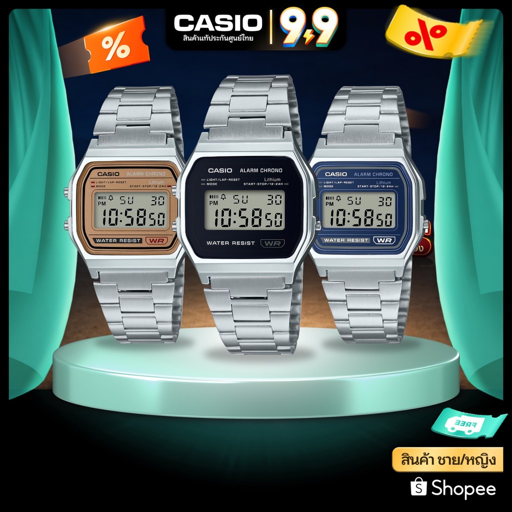 นาฬิกาข้อมือ CASIO รุ่น A158WA,A159WA,A158WEM,A158WEA,A159WEVJ สินค้าแท้ รับประกันศูนย์ 1 ปี