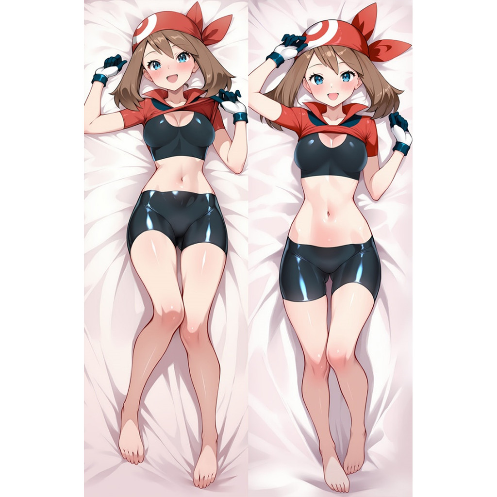 May Pokemon Anime Dakimakura กอดหมอน Body Case Props พิมพ์สองด้านผ้าปูที่นอน