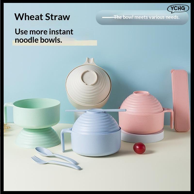 YCG Ramen Bowl Set Ramen Noodles Bowl ตะเกียบ Ramen Bowl Microwavable Cooker Bowl พร้อมฝาปิดใหม่